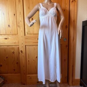 Vintage 60s French Maid Long Lingerie Slip Dress Lace S Feminine